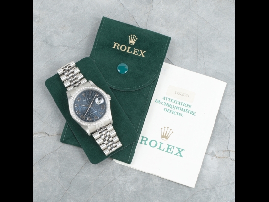 Rolex Datejust 36 Blu Jubilee Blue Jeans Roman Diamonds Bezel - Rolex  Watch  16200